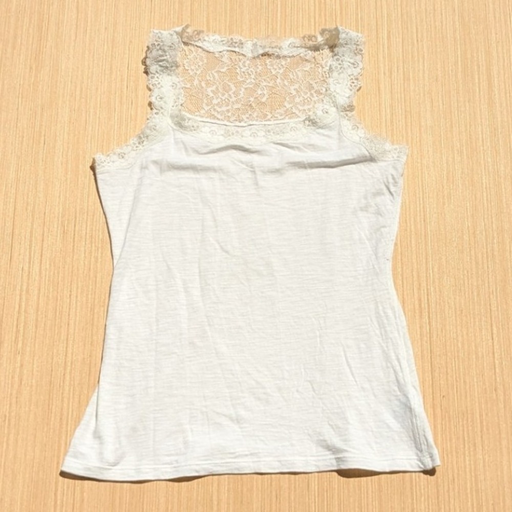 Maurices White Lace Feminine Victorian Cami Tank Top Women's Medium
